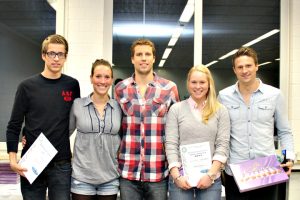 (v.l.) Damian Wierling, Isabelle Härle, Hendrik Feldwehr, Michelle Lambert und Christian vom Lehn Ehrung der Meister